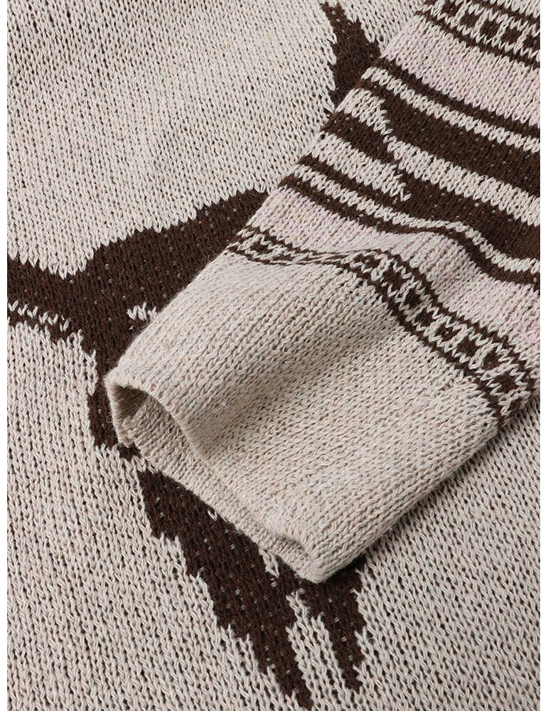 Mens Vintage Pattern Single-Breasted Warm Knitted Sweater Cardigans